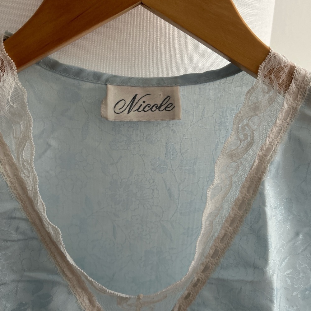 Vintage Blue Lace Jacquard Y2K Nightgown Size M/L - Picture 3 of 8